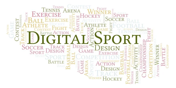Digitální Sportovní Slovo Mrak Vyrobeno Pouze Textem — Stock fotografie
