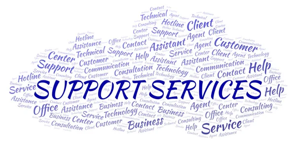 Support Services Ord Sky Wordcloud Lavet Med Tekst Kun - Stock-foto