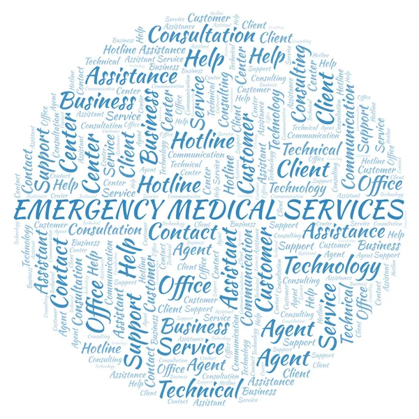 Servizio Medico Emergenza Parola Cloud Wordcloud Realizzato Solo Con Testo — Foto Stock