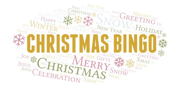 Nube Palabras Bingo Navidad Wordcloud Hecho Solo Con Texto — Foto de Stock