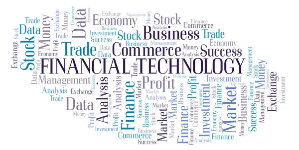 Financiële Technologie Word Cloud Wordcloud Gemaakt Met Alleen Tekst — Stockfoto