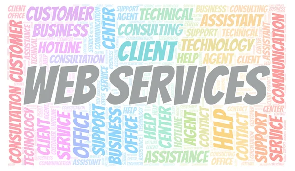 Web Services Nuvem Palavras Wordcloud Feito Apenas Com Texto — Fotografia de Stock