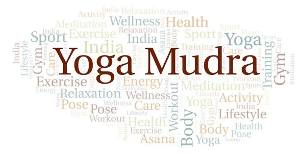 Nube Palabras Yoga Mudra Wordcloud Hecho Solo Con Texto — Foto de Stock