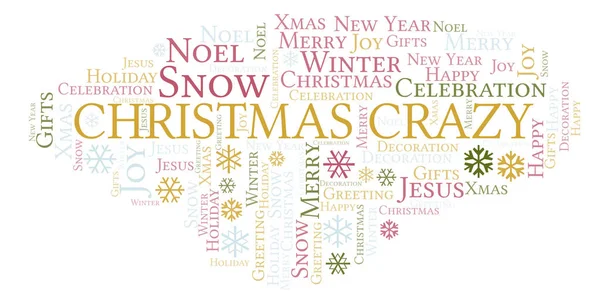 Nube Palabras Locas Navidad Wordcloud Hecho Solo Con Texto — Foto de Stock