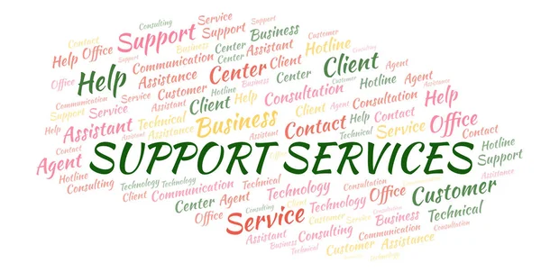 Support Services Ord Sky Wordcloud Lavet Med Tekst Kun - Stock-foto