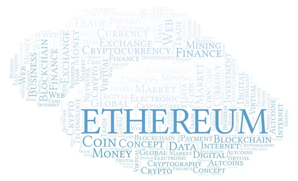 Ethereum Cryptocurrency Munt Word Cloud Word Cloud Gemaakt Met Alleen — Stockfoto