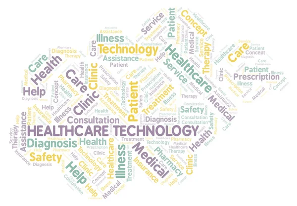 Tecnología Salud Palabra Nube Wordcloud Hecho Solo Con Texto —  Fotos de Stock