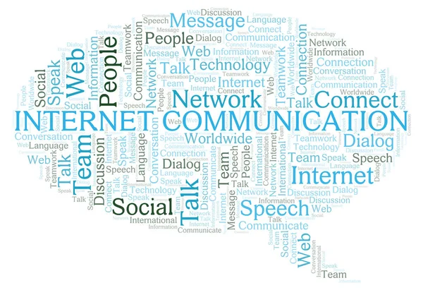 Internet Comunicazione Parola Cloud Wordcloud Realizzato Solo Con Testo — Foto Stock