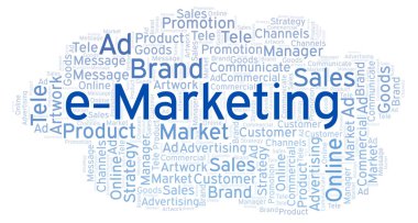 Kelime bulutu metin e-pazarlama ile. Yalnızca metin ile yapılan Wordcloud.