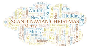 İskandinav Noel kelime bulutu. Yalnızca metin ile yapılan Wordcloud.