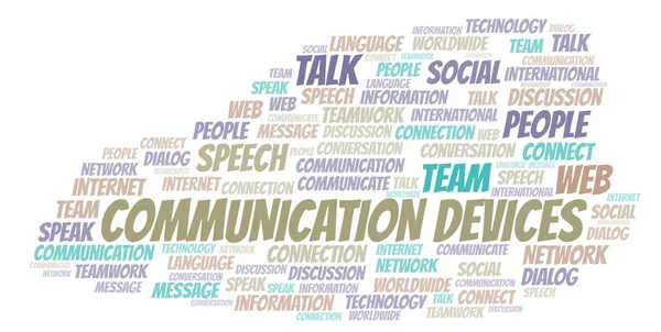 Dispositivi Comunicazione Word Cloud Wordcloud Realizzato Solo Con Testo — Foto Stock