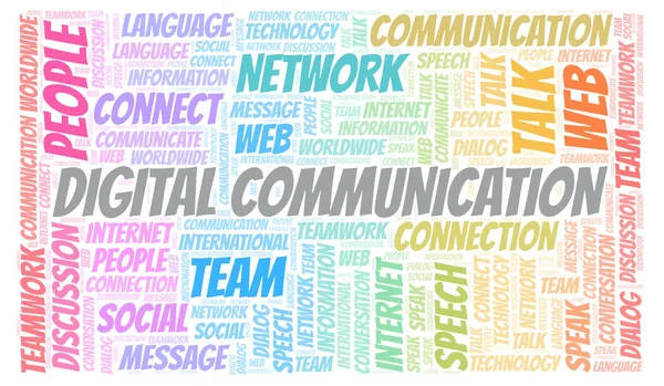 Comunicazione Digitale Parola Cloud Wordcloud Realizzato Solo Con Testo — Foto Stock