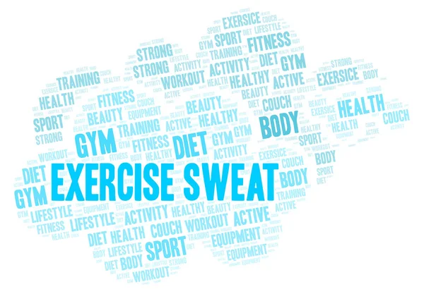 Exercício Suor Nuvem Palavras Wordcloud Feito Apenas Com Texto — Fotografia de Stock