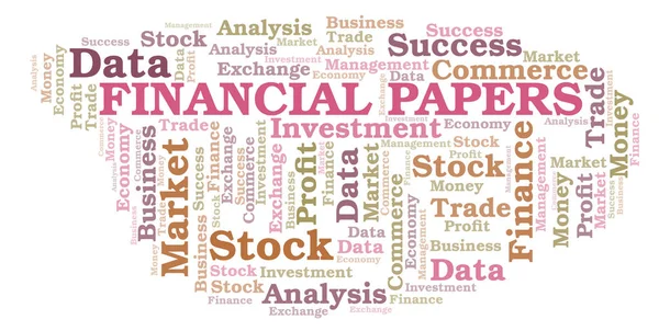 Financial Papers Word Cloud Wordcloud Realizzato Solo Con Testo — Foto Stock