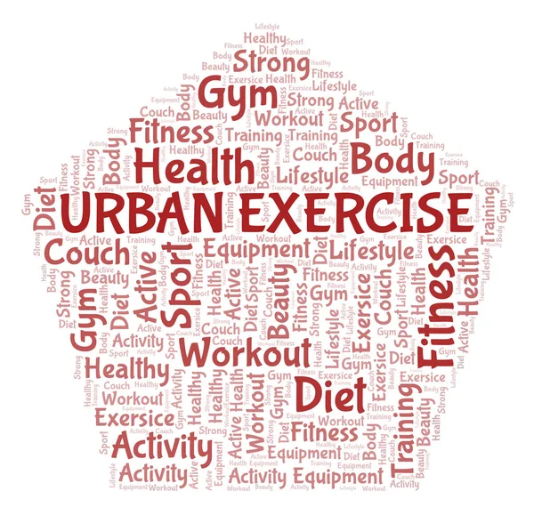 Urban Exercício Nuvem Palavras Wordcloud Feito Apenas Com Texto — Fotografia de Stock