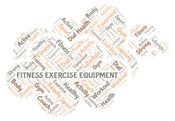 Fitness Exercício Equipamento Nuvem Palavras Wordcloud Feito Apenas Com Texto — Fotografia de Stock