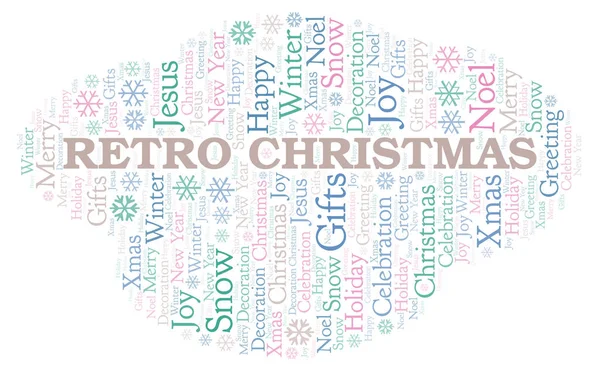 Retro Christmas word cloud. Wordcloud made with text only.