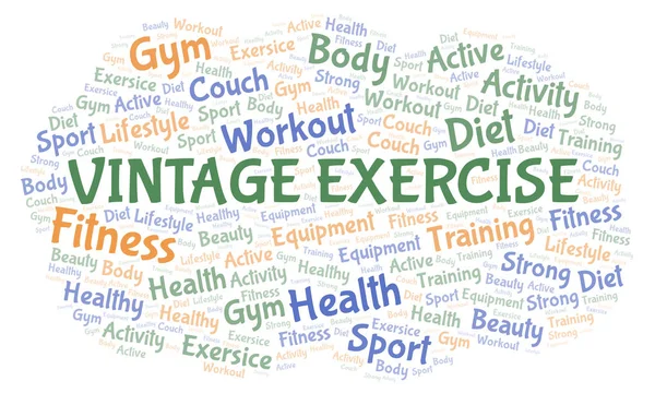 Vintage Exercício Nuvem Palavras Wordcloud Feito Apenas Com Texto — Fotografia de Stock