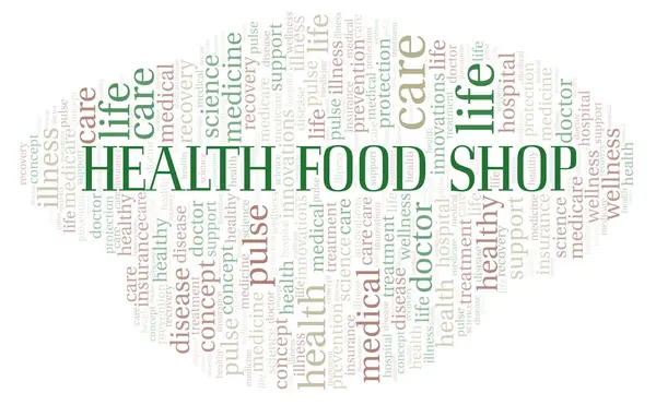 Salud Food Shop Palabra Nube Wordcloud Hecho Solo Con Texto — Foto de Stock