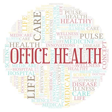 Office sağlık kelime bulutu. Yalnızca metin ile yapılan Wordcloud.