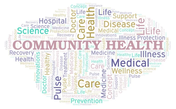 Community Health Nuvem Palavras Wordcloud Feito Apenas Com Texto — Fotografia de Stock