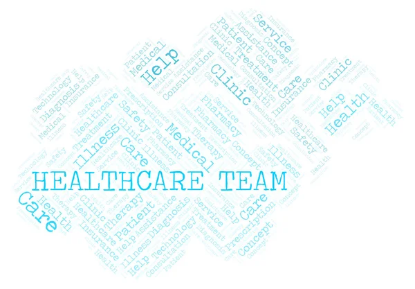 医療チームの単語の雲 テキストのみで作られた Wordcloud — ストック写真
