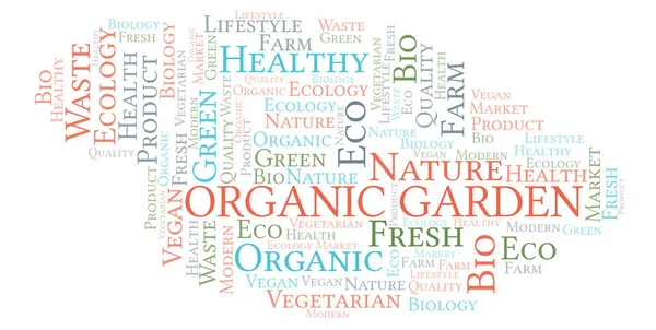 Organic Garden Word Cloud Wordcloud Текстом — стоковое фото