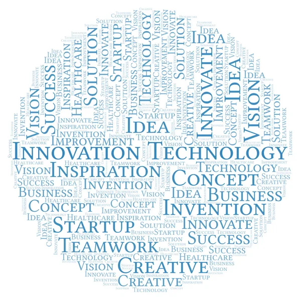 Innovazione Tecnologia Word Cloud Realizzato Solo Con Testo — Foto Stock