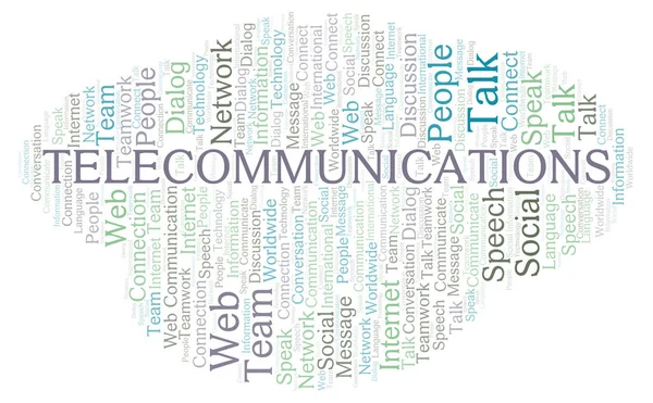 Telecommunicatie Word Cloud Wordcloud Gemaakt Met Alleen Tekst — Stockfoto