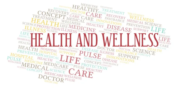 Gesundheit Und Wellness Wortwolke Wordcloud Nur Mit Text Erstellt — Stockfoto