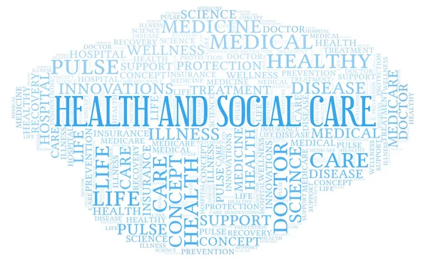 Egészségügyi Szociális Ellátás Szó Felhő Wordcloud Készült Csak Szöveg — Stock Fotó