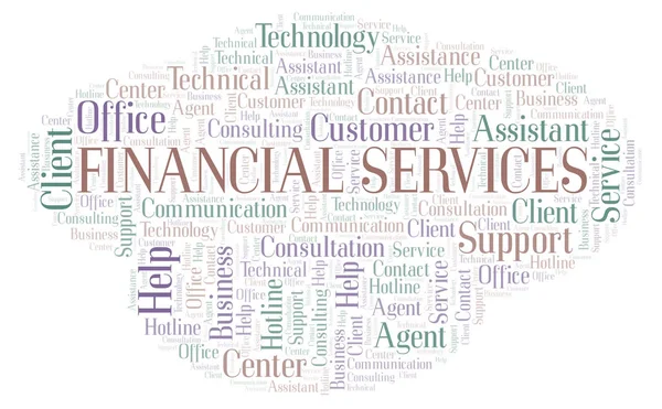 Pénzügyi Szolgáltatások Szó Felhő Wordcloud Készült Csak Szöveg — Stock Fotó