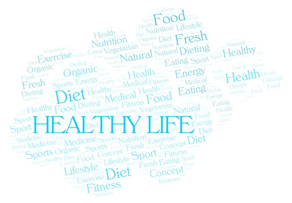 Healthy Life Cuvânt Nor Wordcloud Realizat Numai Text — Fotografie, imagine de stoc