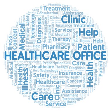 Sağlık Office word bulut. Yalnızca metin ile yapılan Wordcloud.