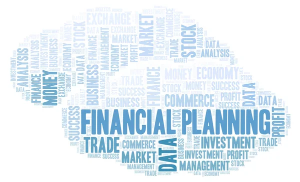 Financiële Planning Woord Wolk Wordcloud Gemaakt Met Alleen Tekst — Stockfoto