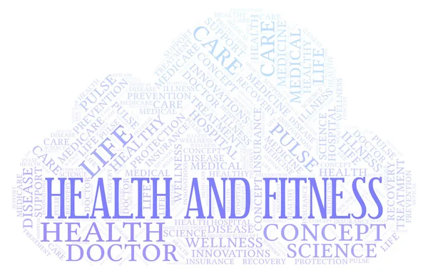 Saúde Fitness Nuvem Palavra Wordcloud Feito Apenas Com Texto — Fotografia de Stock