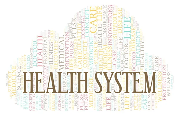 Sistema Saúde Nuvem Palavras Wordcloud Feito Apenas Com Texto — Fotografia de Stock