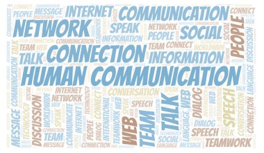İnsan iletişim kelime bulutu. Yalnızca metin ile yapılan Wordcloud.