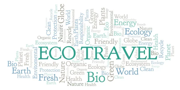エコ旅行単語の雲 テキストのみで作られた Wordcloud — ストック写真