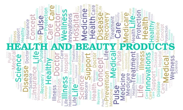 Saúde Beleza Produtos Nuvem Palavras Wordcloud Feito Apenas Com Texto — Fotografia de Stock