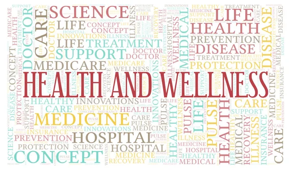 Gesundheit Und Wellness Wortwolke Wordcloud Nur Mit Text Erstellt — Stockfoto