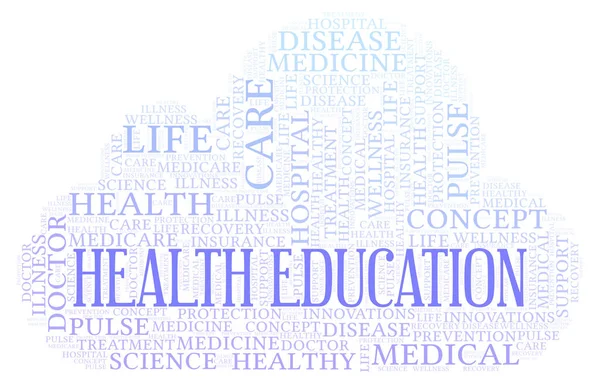 Chmury Słów Edukacji Zdrowia Projekt Wykonany Tylko Tekst — Zdjęcie stockowe