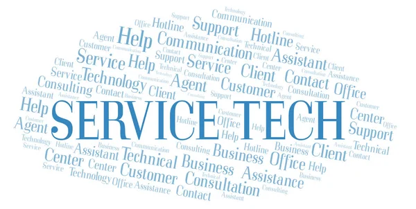 Service Tech word cloud. Wordcloud made with text only.