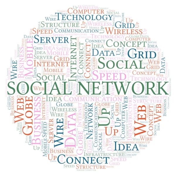 Social Network Word Cloud Word Cloud Med Endast Text — Stockfoto