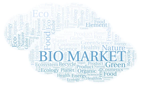 Nuvem Palavras Bio Market Wordcloud Feito Apenas Com Texto — Fotografia de Stock