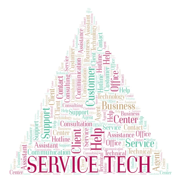 Nube Palabras Service Tech Wordcloud Hecho Solo Con Texto —  Fotos de Stock