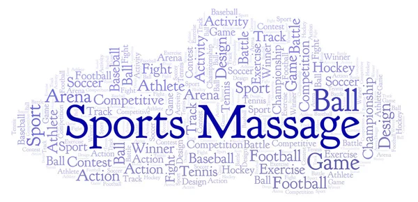 Sports Massagem Nuvem Palavras Feito Apenas Com Texto — Fotografia de Stock