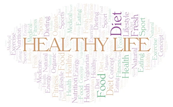 Gesundes Leben Wortwolke Wordcloud Nur Mit Text Erstellt — Stockfoto