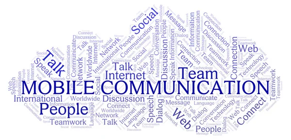 Mobil Kommunikációs Szó Felhő Wordcloud Készült Csak Szöveg — Stock Fotó