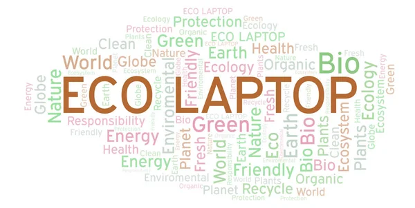Σύννεφο Λέξεων Eco Laptop Wordcloud Γίνεται Κείμενο Μόνο — Φωτογραφία Αρχείου